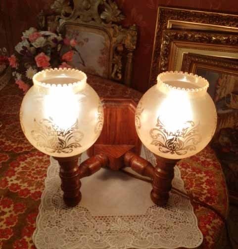 Wandlamp hout 2 bollen 5