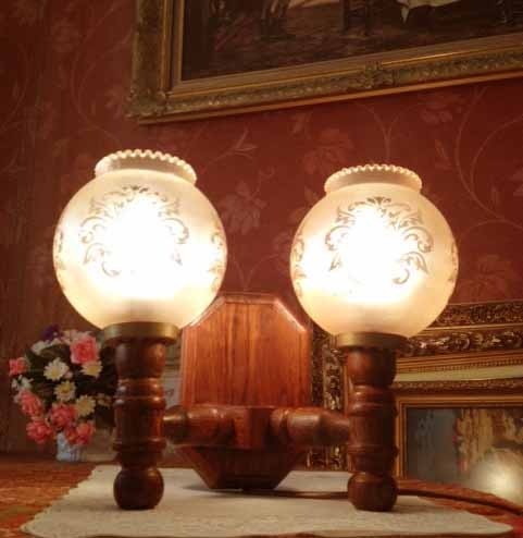 Wandlamp hout 2 bollen 6