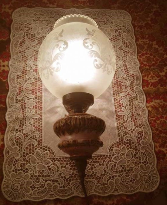 Wandlamp koper glas bol 4