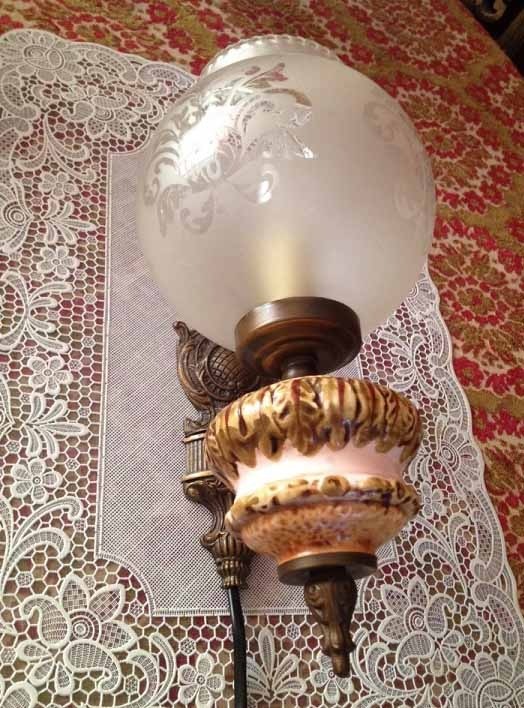 Wandlamp koper glas bol 5