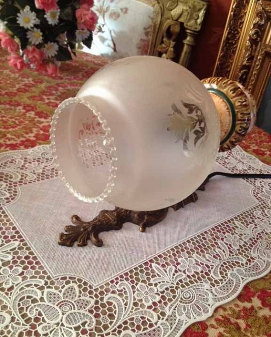 Wandlamp koper glas bol 6