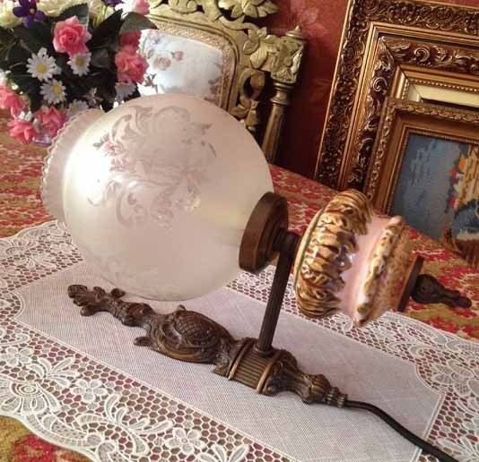 Wandlamp koper glas bol 7