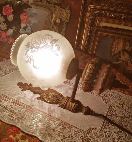 Wandlamp koper glas bol 8