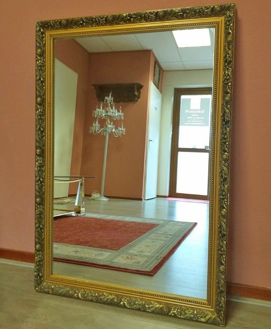 spiegel vintage met klassiek/antieke barok gouden lijst 102x71 cm - rechthoek - Spiegels