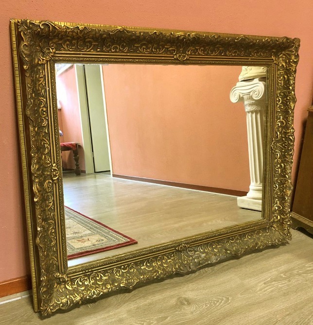 rechtdoor voor Corroderen Grote barok spiegel retro / antiek met gouden lijst hout 100x80 cm -  Spiegels - Westenhof