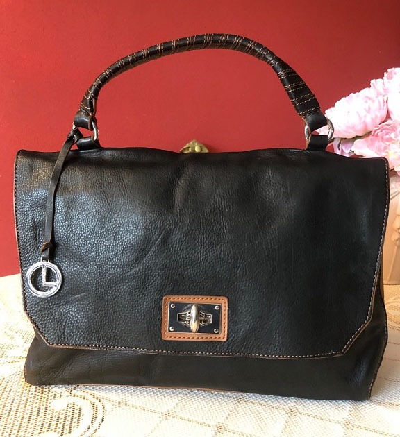 Vintage dames leren tas / handtas leer bruin - tassen - Westenhof