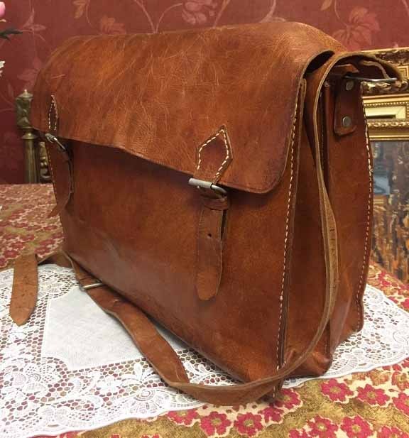 pomp Viskeus Pilfer Vintage heren schoudertas/tas 100% echt leer- bruin - Heren tassen -  Westenhof