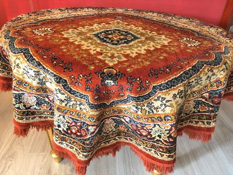 vooroordeel slank Passief Vintage wollen perzisch / oosters tafelkleed klassiek, rond dia. 160 cm –  rood oranje - Tafelkleden - Westenhof