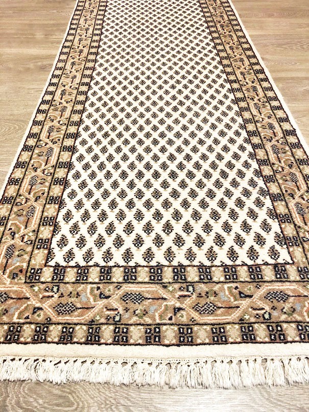 Woning kom het kan Handgeknoopt sarough mir perzisch tapijt loper / hal / gang oosters kleed  wol klassiek vintage 400x80 cm – creme, beige - Lopers tapijten - Westenhof
