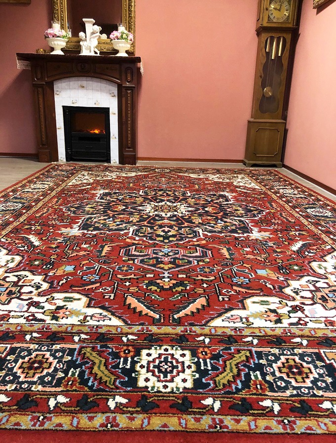 Opknappen Klein Winderig Handgeknoopt Heriz perzisch tapijt / vloerkleed wol, klassiek groot 350x250  cm - rood - Tapijten / Vloerkleden - Westenhof