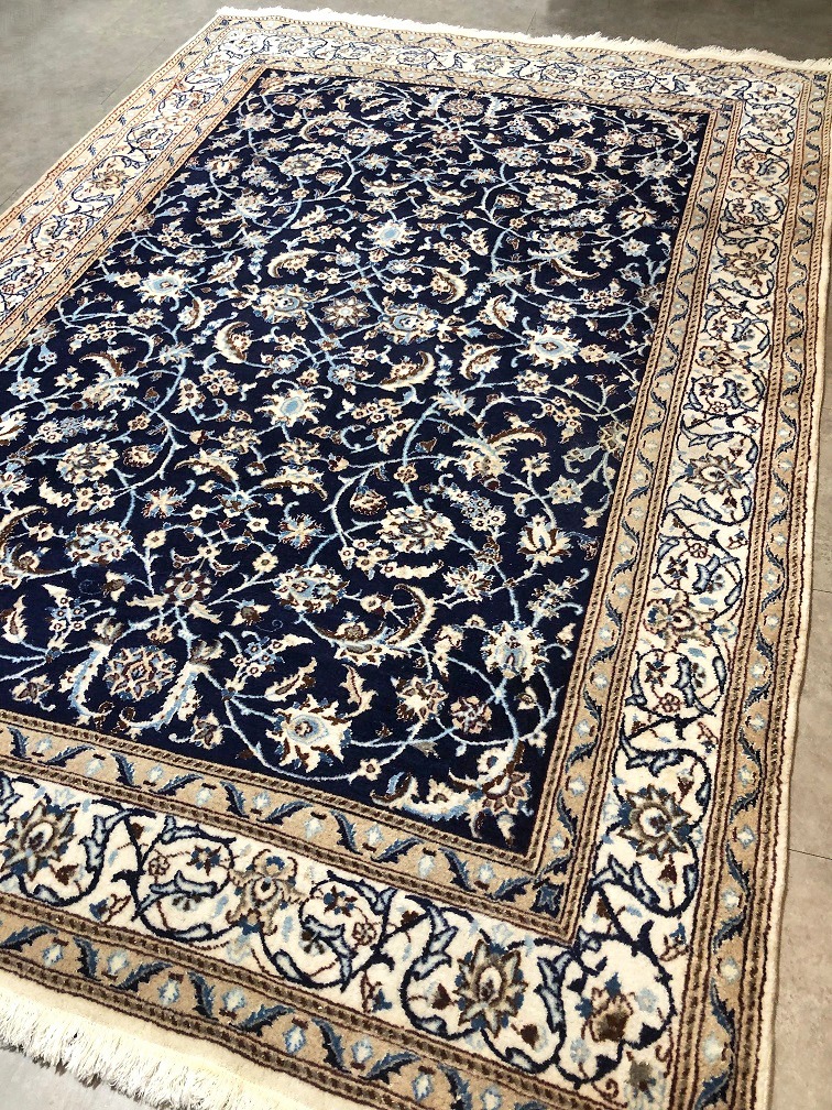 strijd pellet Ik heb een contract gemaakt Perzisch tapijt handgeknoopt Nain 6La wol / zijde oosterse vloerkleed  vintage klassiek 300 x 200 cm – donkerblauw met beige - Tapijten /  Vloerkleden - Westenhof