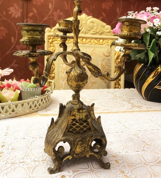 / antieke brocante barok frans – brons goud - Kandelaars - Westenhof