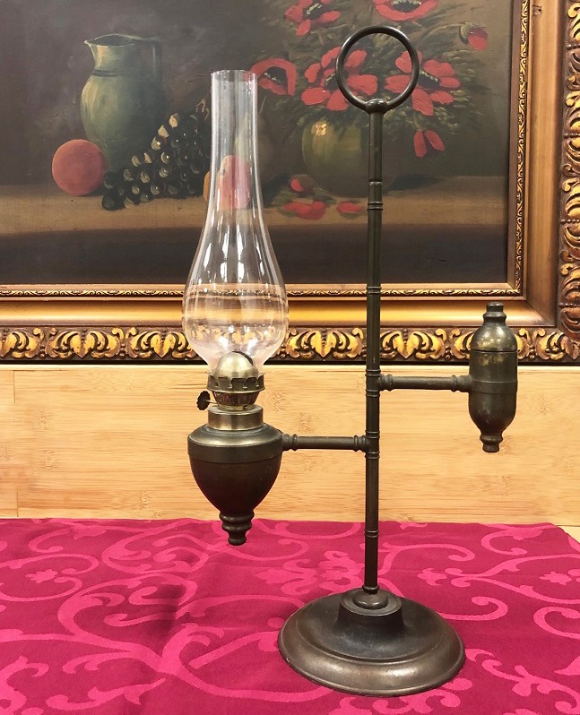 samenvoegen expositie Eik Antieke olielamp / olie lamp koper met glazen kap - Olielampen - Westenhof